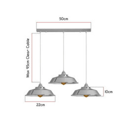 Modern 3 Way Pendant Ceiling Light E27 Kitchen Dining Lamp - thumbnail 3