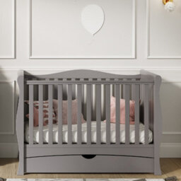 VICULII Gilbert Cot Bed Grey With Drawer And Mattress