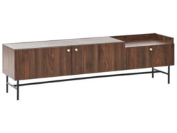 Wyld And Coco Heritage Home Dark Brown Tv Stand With Metal Legs, 2 Doors And Central Drawer, W180 X D40 X H50Cm - thumbnail 3