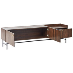 Wyld And Coco Heritage Home Dark Brown Tv Stand With Metal Legs, 2 Doors And Central Drawer, W180 X D40 X H50Cm - thumbnail 5