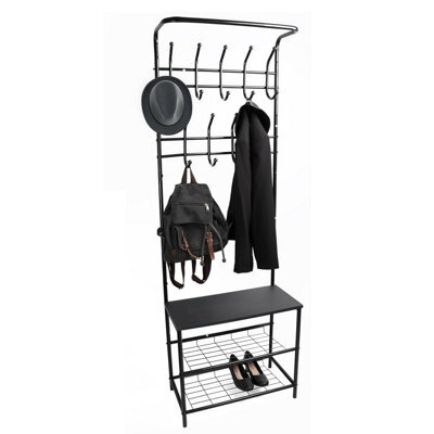 Divchi 4-In-1 Hall Tree Coat Rack With 9 Hooks - Black - image 1