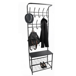 Divchi 4-In-1 Hall Tree Coat Rack With 9 Hooks - Black - thumbnail 1