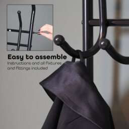 Divchi 4-In-1 Hall Tree Coat Rack With 9 Hooks - Black - thumbnail 7