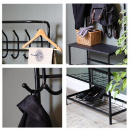 Divchi 4-In-1 Hall Tree Coat Rack With 9 Hooks - Black - thumbnail 6