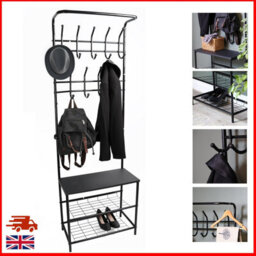 Divchi 4-In-1 Hall Tree Coat Rack With 9 Hooks - Black - thumbnail 9