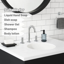 Deao Toys Glass Soap Dispenser Set 2 330Ml Black With Stainless Steel Pump For Liquid Soap, 2 Coasters  Kitchen Hand Soap Dispenser - thumbnail 3