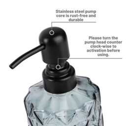 Deao Toys Glass Soap Dispenser Set 2 330Ml Black With Stainless Steel Pump For Liquid Soap, 2 Coasters  Kitchen Hand Soap Dispenser - thumbnail 2