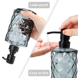 Deao Toys Glass Soap Dispenser Set 2 330Ml Black With Stainless Steel Pump For Liquid Soap, 2 Coasters  Kitchen Hand Soap Dispenser - thumbnail 5