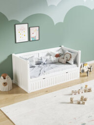 Home Treats Single Day Bed Frame For Kids White Wooden Childrens Bed With Drawer - thumbnail 4