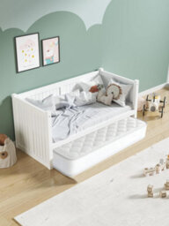 Home Treats Single Day Bed Frame For Kids White Wooden Childrens Bed With Drawer - thumbnail 1