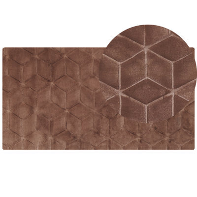 Beliani Faux Fur Rug Thatta Brown 80 X 150 Cm - image 1