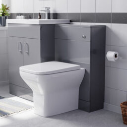 Nes Home 1100mm Grey Basin Vanity Cabinet, Wc Unit & Square Back To Wall Toilet - thumbnail 4