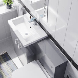 Nes Home 1100mm Grey Basin Vanity Cabinet, Wc Unit & Square Back To Wall Toilet - thumbnail 3