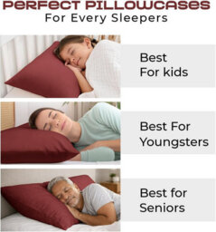 Bedlooms Dyed Pillowcase 3 Pair- Soft Plain Pillow Covers Burgundy Envelop Closure - Easy Care Pillowcase Bedding Set 50X75 Cm - thumbnail 4