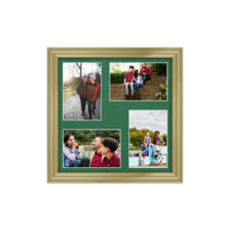 AK Frames 12X12 Gold Classic Multi Photo Frame With Emerald Mount - Holds 4 Apertures (4X) 6X4 Photos