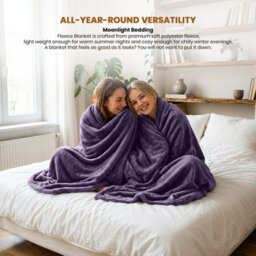 Moonlight Bedding Fleece Blanket Soft Throw Lightweight All Season Sofa, Bed & Travel Blanket King (Purple, 200X240Cm) - thumbnail 3
