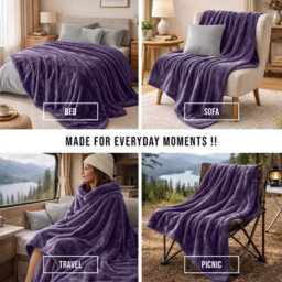 Moonlight Bedding Fleece Blanket Soft Throw Lightweight All Season Sofa, Bed & Travel Blanket King (Purple, 200X240Cm) - thumbnail 4