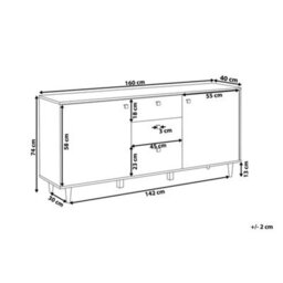 Beliani Black Sideboard With Dark Wood Cabinet, 3 Drawers And 2 Doors, 160 X 40 X 74 Cm - thumbnail 4