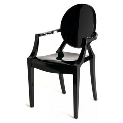 Fusion Living Ghost Style Plastic Louis Armchair Black - image 1