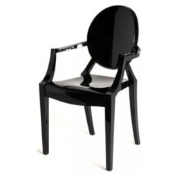 Fusion Living Ghost Style Plastic Louis Armchair Black - thumbnail 1