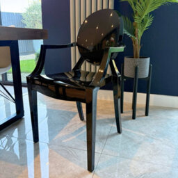 Fusion Living Ghost Style Plastic Louis Armchair Black - thumbnail 2
