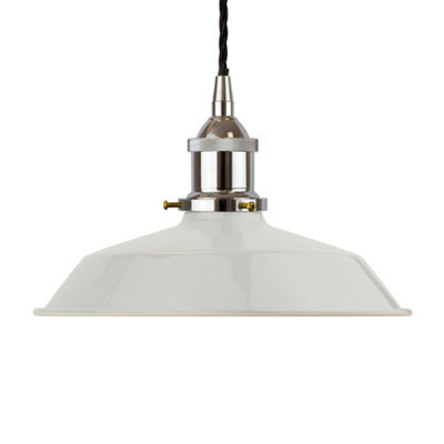 Pale Grey Small Trinity Metal Painted Dome Pendant Light With Nickel Lamp Holder And Black Twisted Cable - Se Home - image 1
