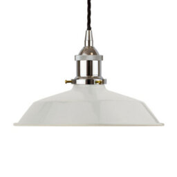 Pale Grey Small Trinity Metal Painted Dome Pendant Light With Nickel Lamp Holder And Black Twisted Cable - Se Home - thumbnail 1