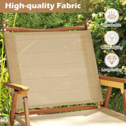 Costway Folding Camp Chairs Set Of 2 Outdoor Lightweight Beach Chairs-Beige - thumbnail 8