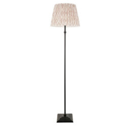 Luminosa Lighting Luminosa Lille Matt Black Floor Lamp With Neutral Print Fabric Ikat Shade 40Cm B22 - thumbnail 6