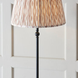 Luminosa Lighting Luminosa Lille Matt Black Floor Lamp With Neutral Print Fabric Ikat Shade 40Cm B22 - thumbnail 4