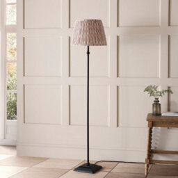 Luminosa Lighting Luminosa Lille Matt Black Floor Lamp With Neutral Print Fabric Ikat Shade 40Cm B22 - thumbnail 3