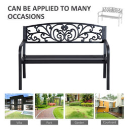 Wyld Haus Saradi Taro Black Powder-Coated Steel 2-Seater Garden Bench - 127 X 60 X 87 Cm - thumbnail 6