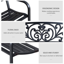 Wyld Haus Saradi Taro Black Powder-Coated Steel 2-Seater Garden Bench - 127 X 60 X 87 Cm - thumbnail 5