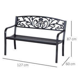 Wyld Haus Saradi Taro Black Powder-Coated Steel 2-Seater Garden Bench - 127 X 60 X 87 Cm - thumbnail 3