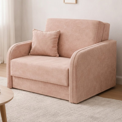 Armchair Sofa Bed With Guest Sleep Function And Bedding Box Easy 1 Pink Bonnell Sprung, Compact Design For Living Room - image 1