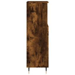 Berkfield Bathroom Cabinet Smoked Oak 30X30X100 Cm Engineered Wood - thumbnail 7