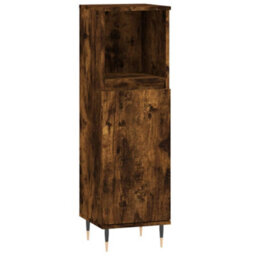 Berkfield Bathroom Cabinet Smoked Oak 30X30X100 Cm Engineered Wood - thumbnail 2