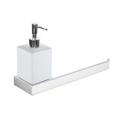 Nes Home Modern Chrome Towel Bar With Soap Dispenser - image 1