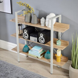Home Source Urban Wide 3 Tier Bookcase Shelving Storage Unit White And Oak Effect - thumbnail 2