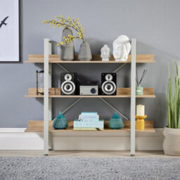 Home Source Urban Wide 3 Tier Bookcase Shelving Storage Unit White And Oak Effect - thumbnail 3