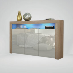 Tv Unit 155Cm Sideboard Cabinet Cupboard Tv Stand Living Room High Gloss Doors - Oak & White - thumbnail 3