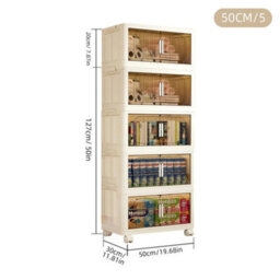 Tier Folding Storage Box Stackable Cabinet Closet Home Organizer On Wheels 5 Tiers 50Cm - thumbnail 1