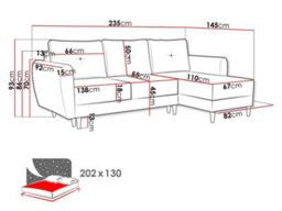Manstad Corner Sofa Bed 202 130Cm Sleeping Area Freestanding L Shape With Storage Back Cushions Universal Side Brown - thumbnail 5