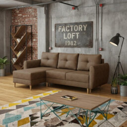 Manstad Corner Sofa Bed 202 130Cm Sleeping Area Freestanding L Shape With Storage Back Cushions Universal Side Brown