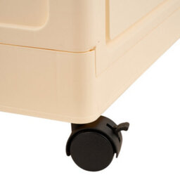 Darphe Magnetic Double Door Cream Clear Plastic 3 Tier Rolling Foldable Storage Cabinet - thumbnail 6