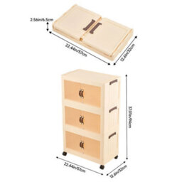 Darphe Magnetic Double Door Cream Clear Plastic 3 Tier Rolling Foldable Storage Cabinet - thumbnail 9