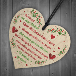 Red Ocean Mum Memorial Christmas Decoration Wooden Hanging Heart In Memory Plaque Gift For Mum - thumbnail 6