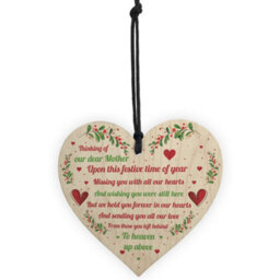 Red Ocean Mum Memorial Christmas Decoration Wooden Hanging Heart In Memory Plaque Gift For Mum - thumbnail 5