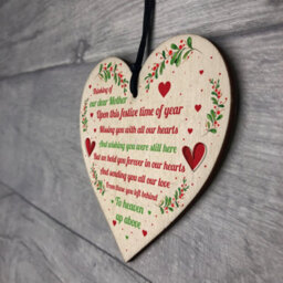 Red Ocean Mum Memorial Christmas Decoration Wooden Hanging Heart In Memory Plaque Gift For Mum - thumbnail 7