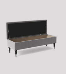 137Cm Safar Ottoman Bench With Storage And Turned Wooden Legs- Plush Velvet Shoes Bench - Silver Chesterfield Storage Bench - thumbnail 2